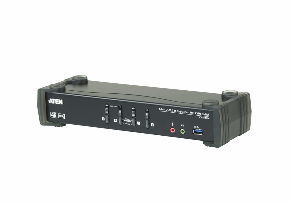 ATEN Commutateur KVMP™ MST DisplayPort 4K 4 ports USB 3.0 (câbles inclus) (CS1924M-AT-G) — image 1