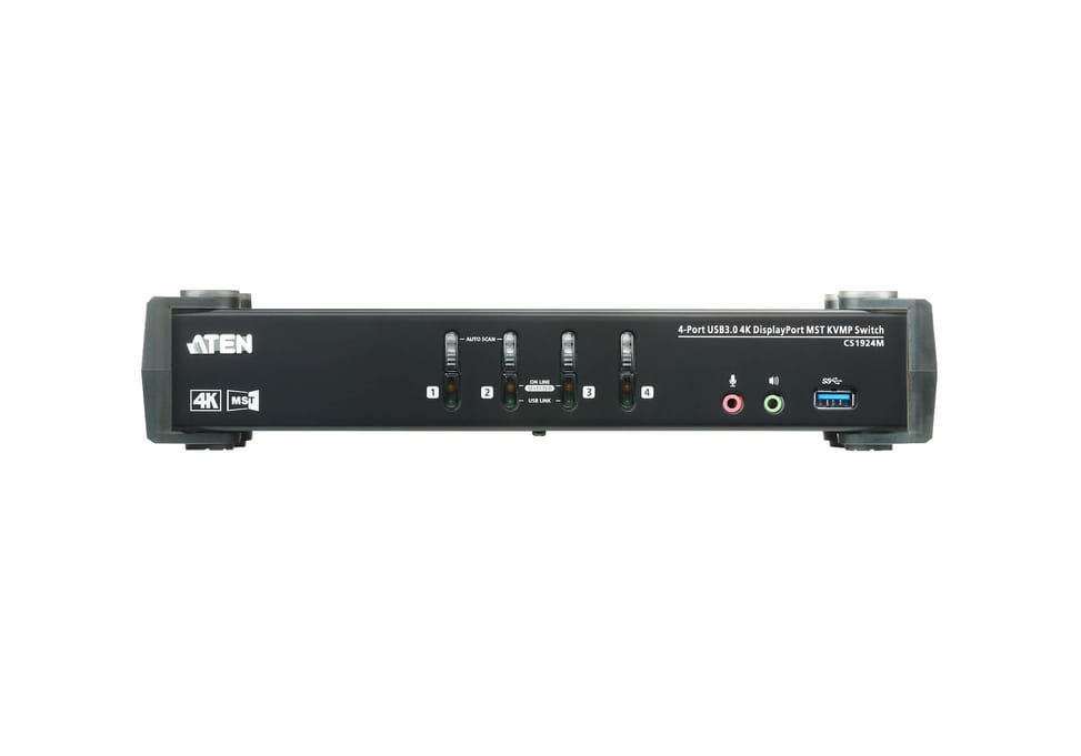 ATEN Commutateur KVMP™ MST DisplayPort 4K 4 ports USB 3.0 (câbles inclus) (CS1924M-AT-G) — image 3