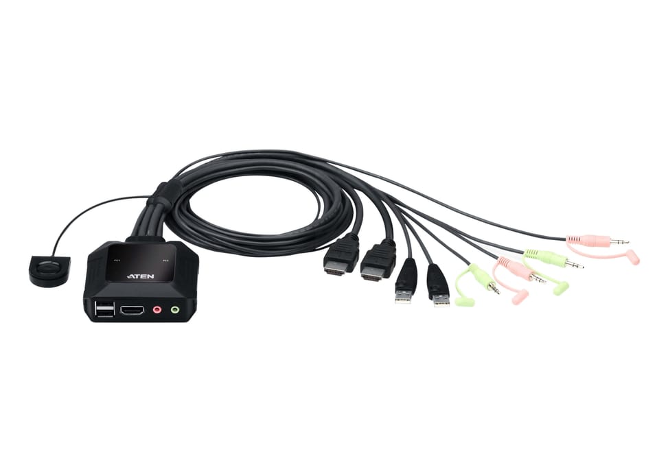 ATEN Commutateur KVM câble HDMI 4K USB 2 ports avec sélecteur de port distant (CS22H-AT) — image 1
