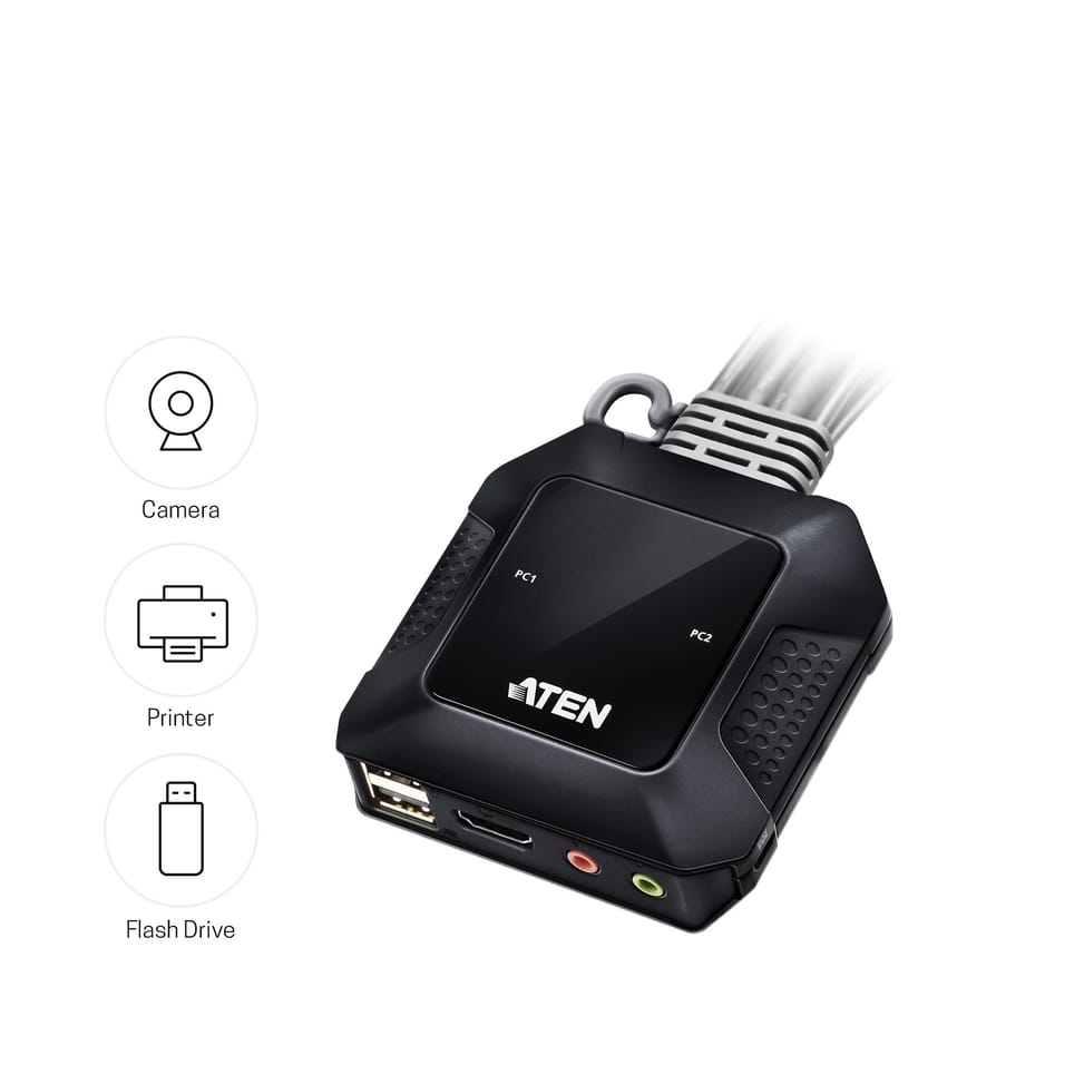 ATEN Commutateur KVM câble HDMI 4K USB 2 ports avec sélecteur de port distant (CS22H-AT) — image 7