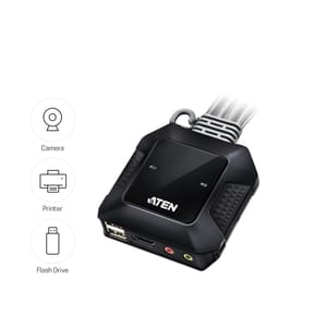 ATEN Commutateur KVM câble HDMI 4K USB 2 ports avec sélecteur de port distant (CS22H-AT) — image 7