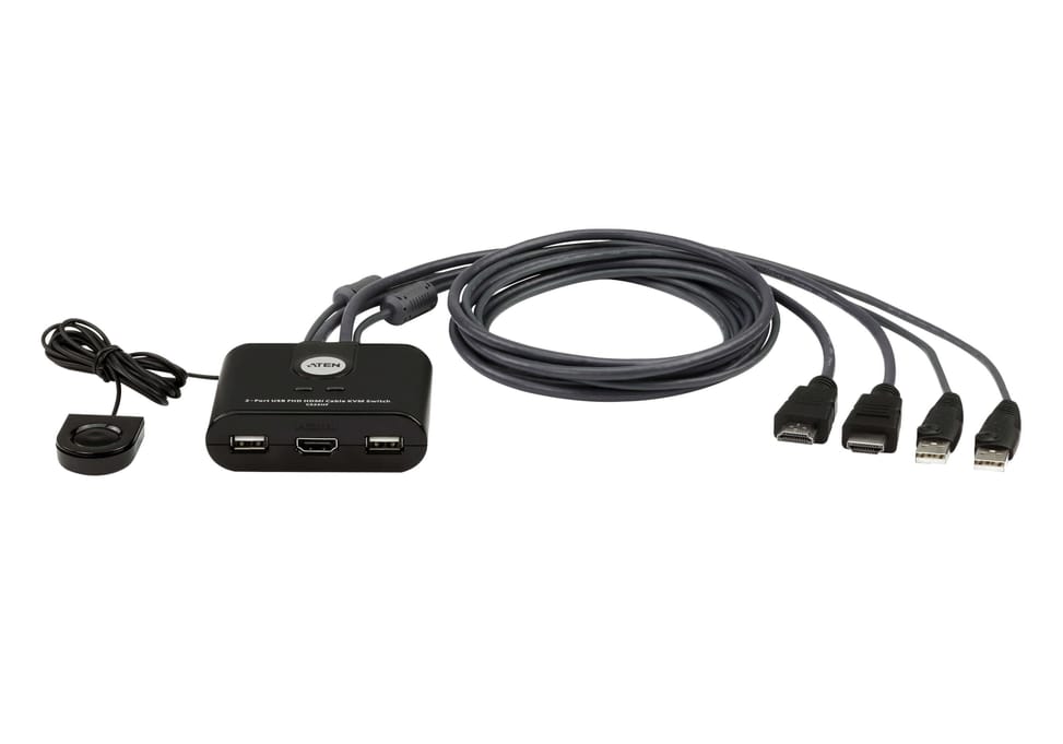 ATEN Commutateur KVM câblé FHD HDMI à 2 ports Commutateur KVM câblé FHD HDMI à 2 ports  (CS22HF-AT) — image 1