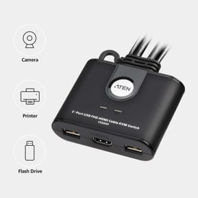 ATEN Commutateur KVM câblé FHD HDMI à 2 ports Commutateur KVM câblé FHD HDMI à 2 ports (CS22HF-AT) — image 2