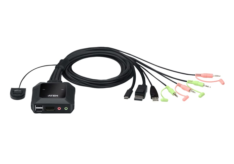 ATEN Commutateur KVM hybride DisplayPort 2 ports USB-C Commutateur KVM hybride DisplayPort 2 ports USB-C  (CS52DP-AT) — image 1