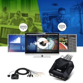 ATEN Commutateur KVM hybride DisplayPort 2 ports USB-C Commutateur KVM hybride DisplayPort 2 ports USB-C (CS52DP-AT) — image 4