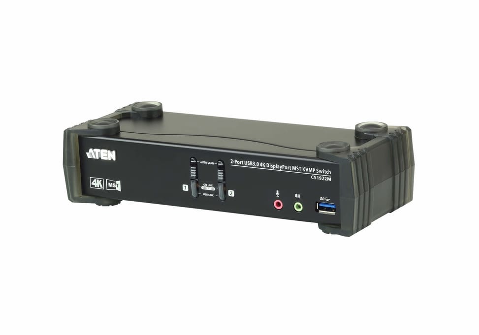 ATEN Commutateur KVMP™ MST DisplayPort 4K 2 ports USB 3.0 (câbles inclus) (CS1922M-AT-G) — image 1