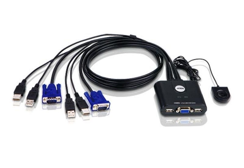 ATEN Commutateur KVM à câble VGA USB 2 ports avec sélecteur de port distant (CS22U-AT) — image 1
