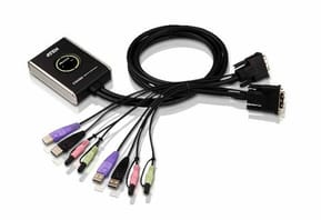 ATEN Commutateur KVM câble DVI/audio USB 2 ports avec sélecteur de port distant (CS682-AT)