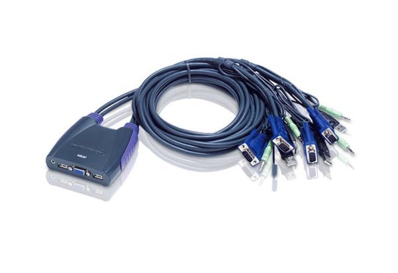 ATEN Commutateur KVM à câble VGA/audio USB 4 ports (0,9m, 1,2m) (CS64US-AT) — image 1