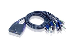 ATEN Commutateur KVM à câble VGA/audio USB 4 ports (0,9m, 1,2m) (CS64US-AT)