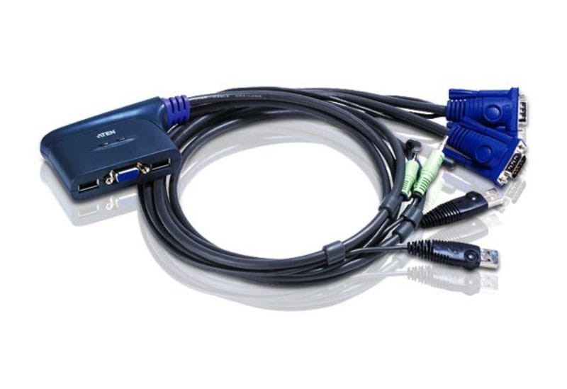 ATEN Commutateur KVM à câble VGA/audio USB 2 ports (0,9m) (CS62US-AT) — image 1