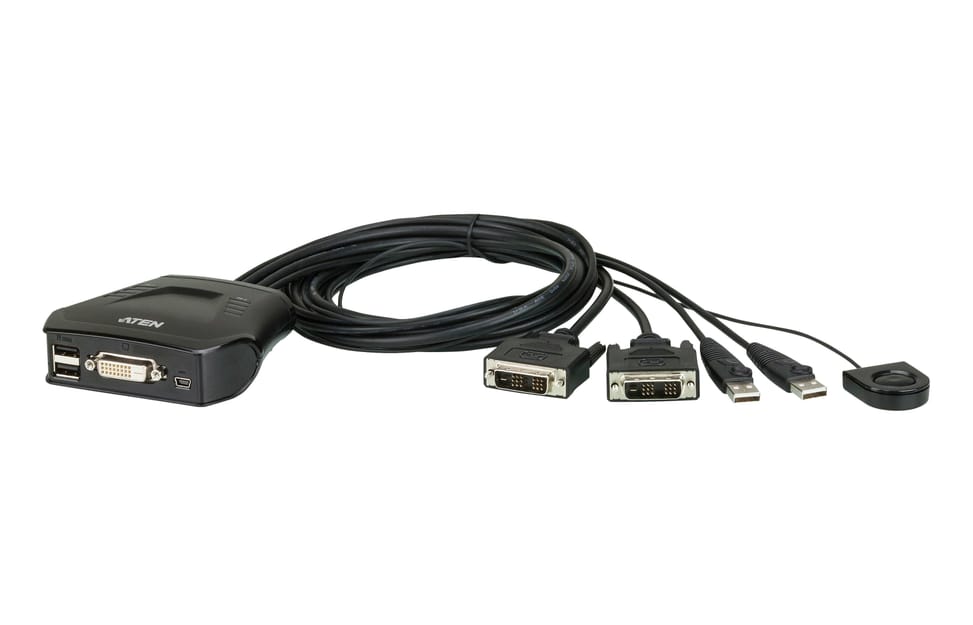 ATEN Commutateur KVM câble DVI USB 2 ports avec sélecteur de port distant (CS22D-AT) — image 1