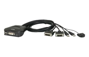 ATEN Commutateur KVM câble DVI USB 2 ports avec sélecteur de port distant (CS22D-AT)