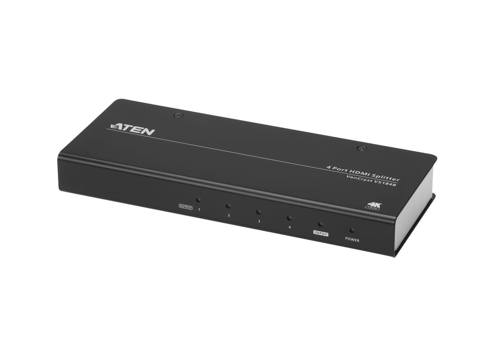 ATEN Répartiteur HDMI True 4K à 4 ports 18 Gb/s, 600 MHz, 4x HDMI, HDCP, 200x80x25 mm  (VS184B-AT-G) — image 1