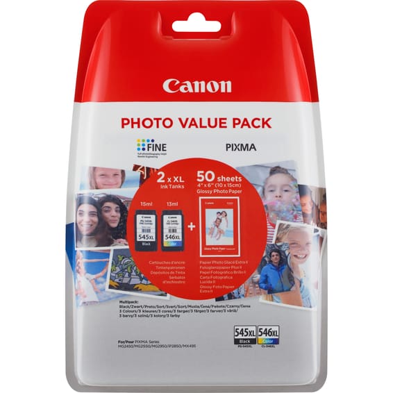 Canon Cartouche d'encre à haut rendement PG-545XL/CL-546XL + Pack économique de papiers photo (8286B006)