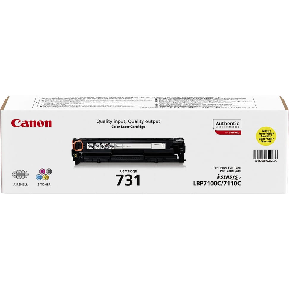 Canon 731 Cartouche de toner 1 pièce(s) Original Jaune 1500 pages, Jaune, i-SENSYS LBP7100CN/7110CW (6269B002) — image 1