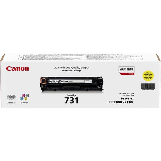 Canon 731 Cartouche de toner 1 pièce(s) Original Jaune 1500 pages, Jaune, i-SENSYS LBP7100CN/7110CW (6269B002)