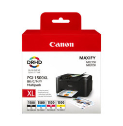Canon Multipack de cartouches d'encre noire/cyan/magenta/jaune haut rendement PGI-1500XL (9182B004)