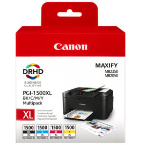 Canon Multipack de cartouches d'encre noire/cyan/magenta/jaune haut rendement PGI-1500XL (9182B004)