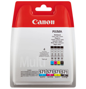 Canon Multipack de cartouches d'encre CLI-571 BK/C/M/Y Multipack de cartouches d'encre  CLI-571 BK/C/M/Y  (0386C005)