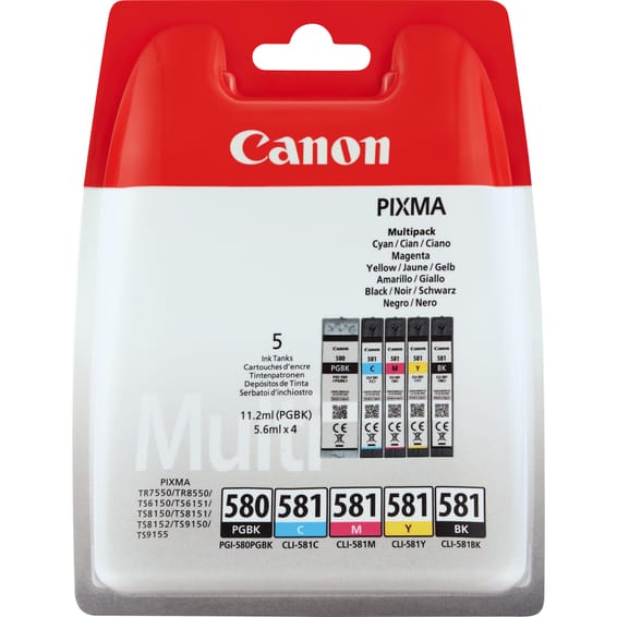 Canon Multipack de cartouches d'encre pigmentée PGI-580BK/CLI-581 BK/C/M/Y (2078C005)