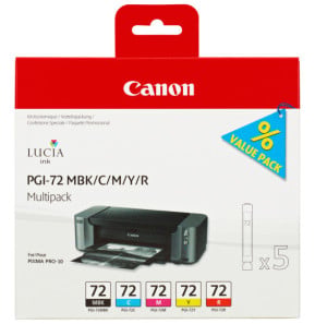 Canon Multipack de cartouches d'encre PGI-72 MBK/C/M/Y/R 5 Multipack de cartouches d'encre  PGI-72 MBK/C/M/Y/R 5  (6402B009)
