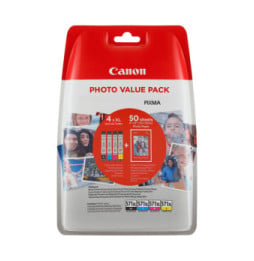 Canon Cartouche d'encre CLI-571XL BK/C/M/Y à haut rendement + Pack économique de papiers photo (0332C005)