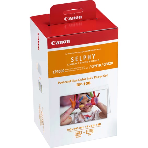 Canon Jeu d'encre couleur et de papier au format 100 x 148 mm RP-108, 108 feuilles (8568B001)