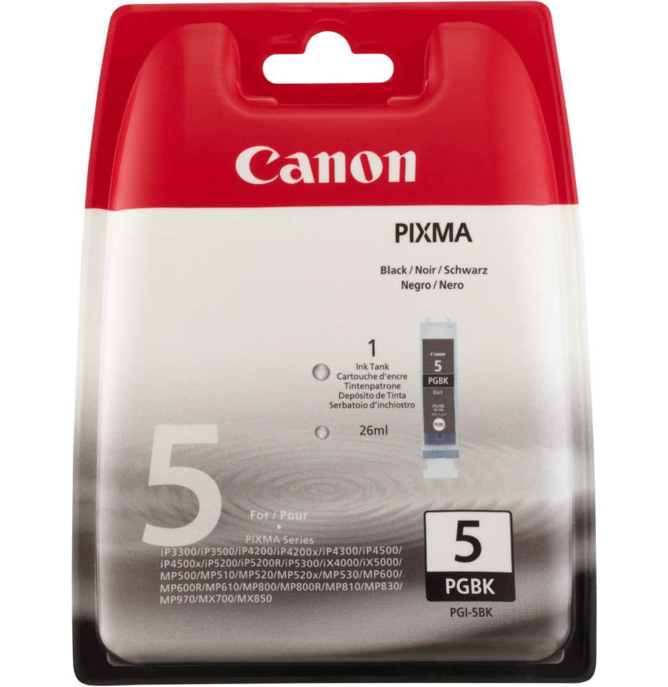 Canon PGI-5BK cartouche d'encre 1 pièce(s) Original Rendement standard Noir (0628B029)