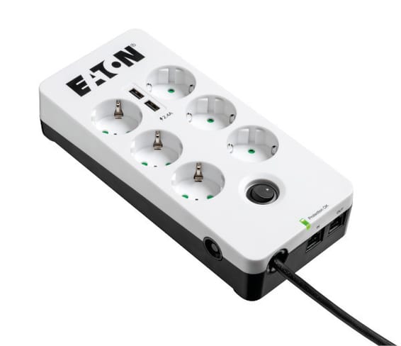 Eaton PB6TUD protection surtension Noir, Blanc 6 sortie(s) CA 220 - 250 V 1,5 m (PB6TUD)