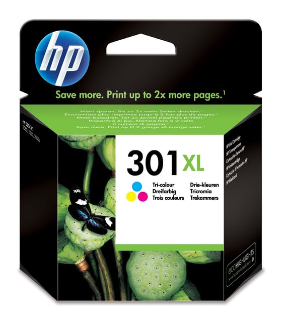HP 301XL cartouche d'encre trois couleurs grande capacité authentique (CH564EE)