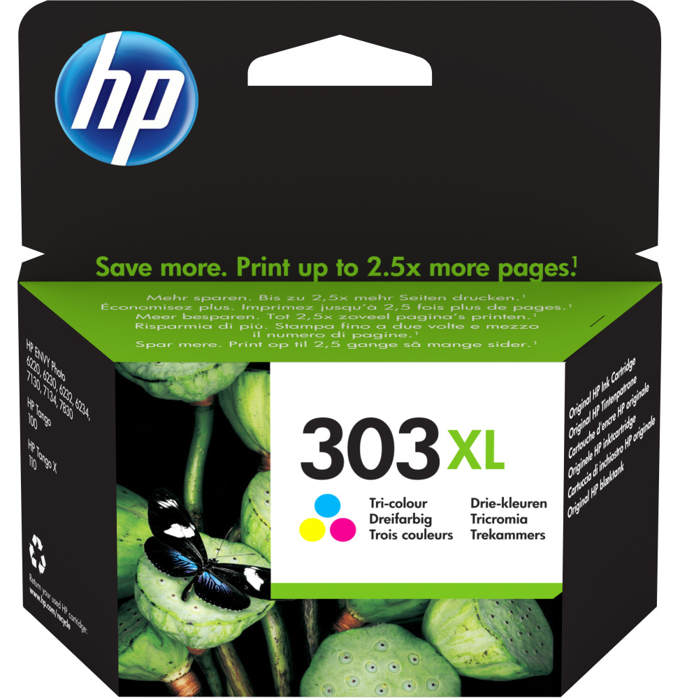 HP Cartouche d’encre trois couleurs 303XL grande capacité authentique (T6N03AE)