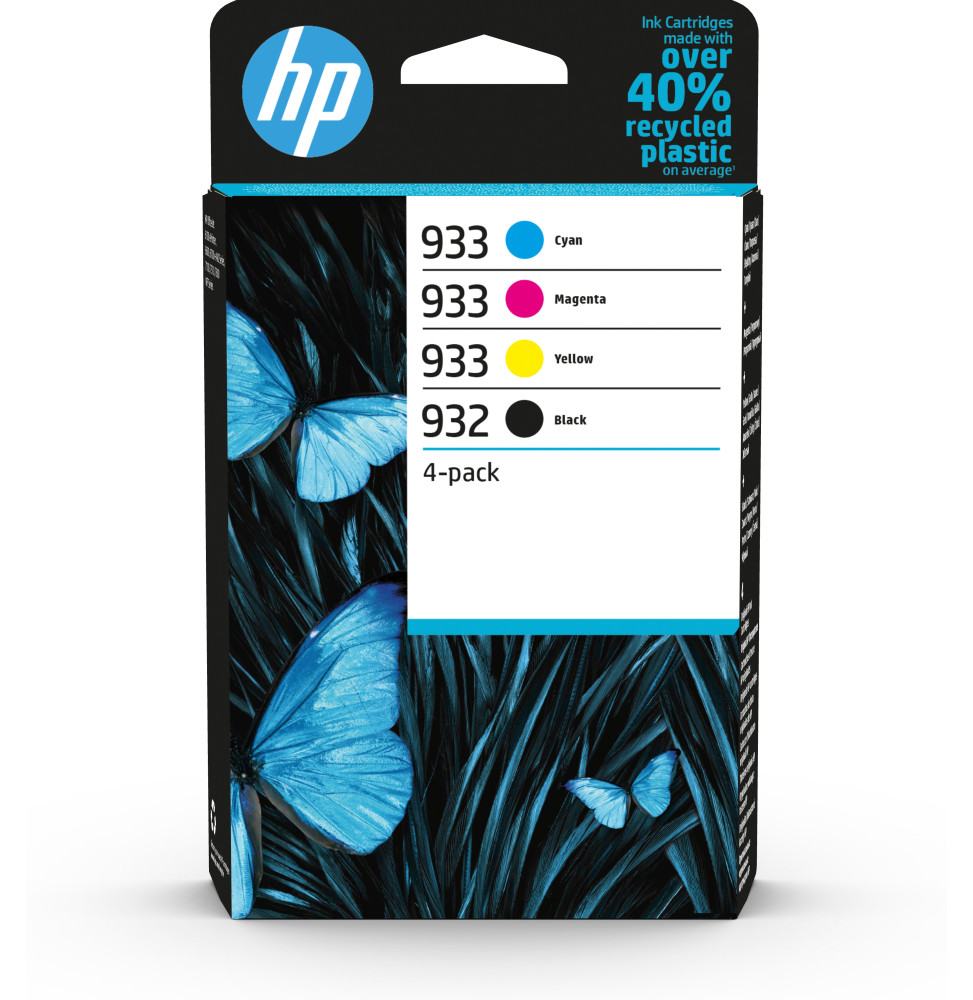 HP 932 Pack de 4 cartouches d'encre noire/ 933 Pack de 4 cartouches d'encre cyan/magenta/jaune authentiques (6ZC71AE)