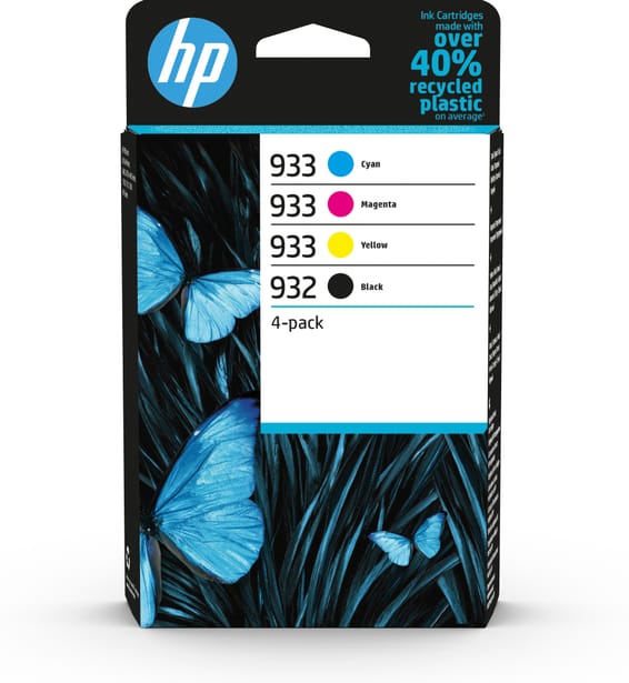 HP 932 Pack de 4 cartouches d'encre noire/ 933 Pack de 4 cartouches d'encre cyan/magenta/jaune authentiques (6ZC71AE)