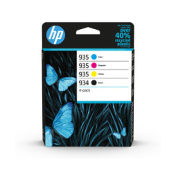 HP 934 Pack de 4 cartouches d'encre noire/ 935 Pack de 4 cartouches d'encre cyan/magenta/jaune authentiques (6ZC72AE)