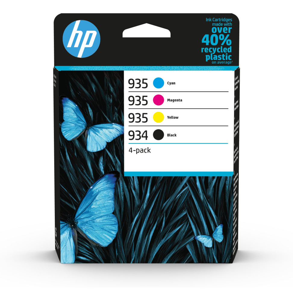 HP 934 Pack de 4 cartouches d'encre noire/ 935 Pack de 4 cartouches d'encre cyan/magenta/jaune authentiques (6ZC72AE)