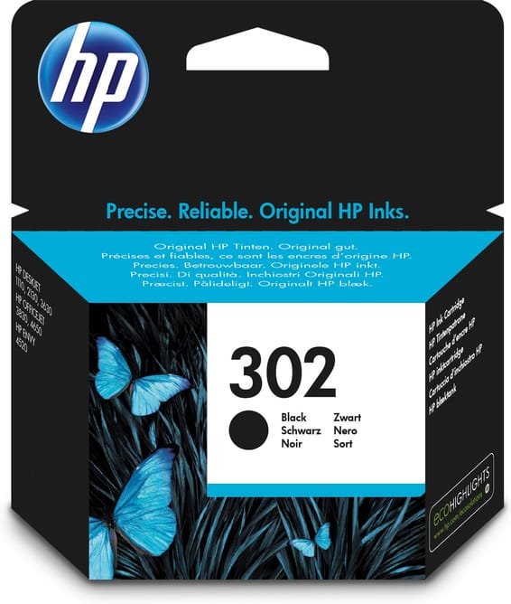 HP 302 Cartouche d’encre noire authentique 302 Cartouche d’encre noire authentique (F6U66AE)