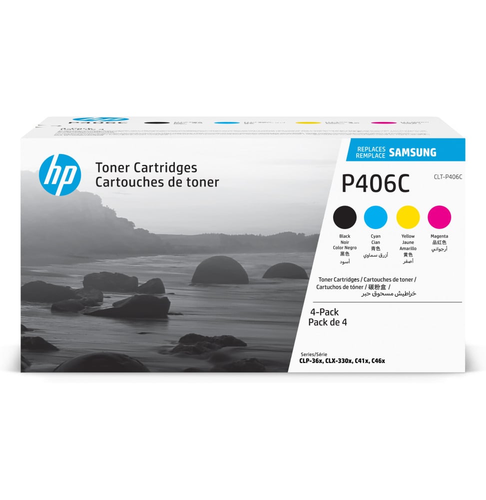 Samsung CLT-P406C Pack de 4 cartouches authentiques de toner cyan/magenta/jaune/noir (SU375A)