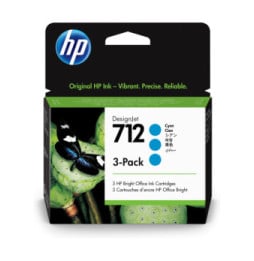 HP Pack de 3 cartouches d'encre DesignJet 712, cyan, 29 ml (3ED77A)