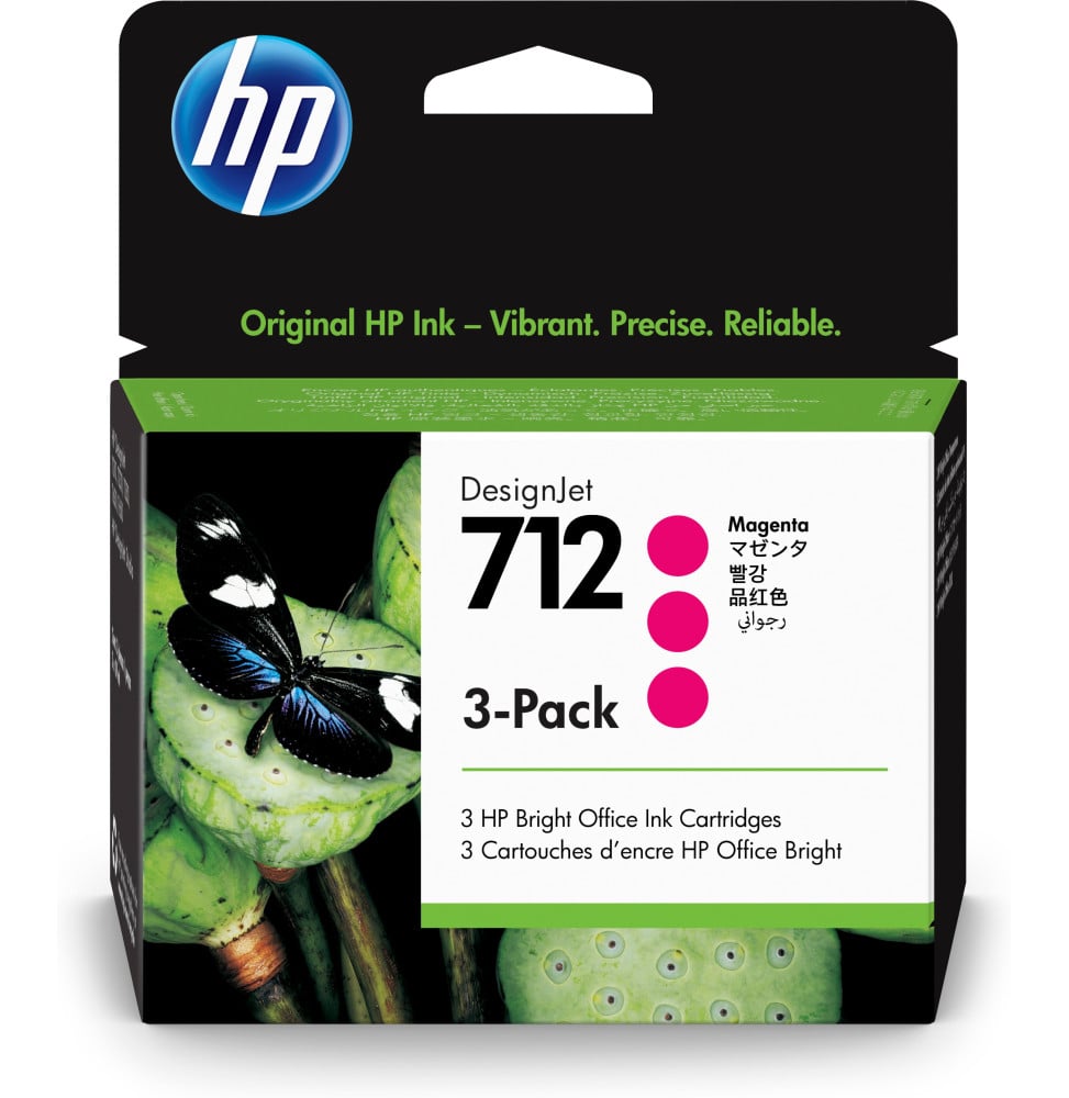 HP Pack de 3 cartouches d'encre DesignJet 712, magenta, 29 ml (3ED78A)