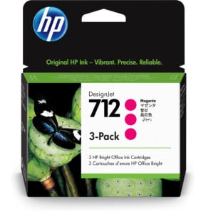 HP Pack de 3 cartouches d'encre DesignJet 712, magenta, 29 ml (3ED78A)