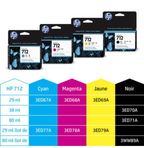 HP Pack de 3 cartouches d'encre DesignJet 712, magenta, 29 ml (3ED78A)