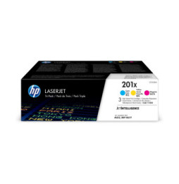 HP 201X LaserJet, lot de 3 cartouches de toner grande capacité authentiques, cyan/magenta/jaune (CF253XM)