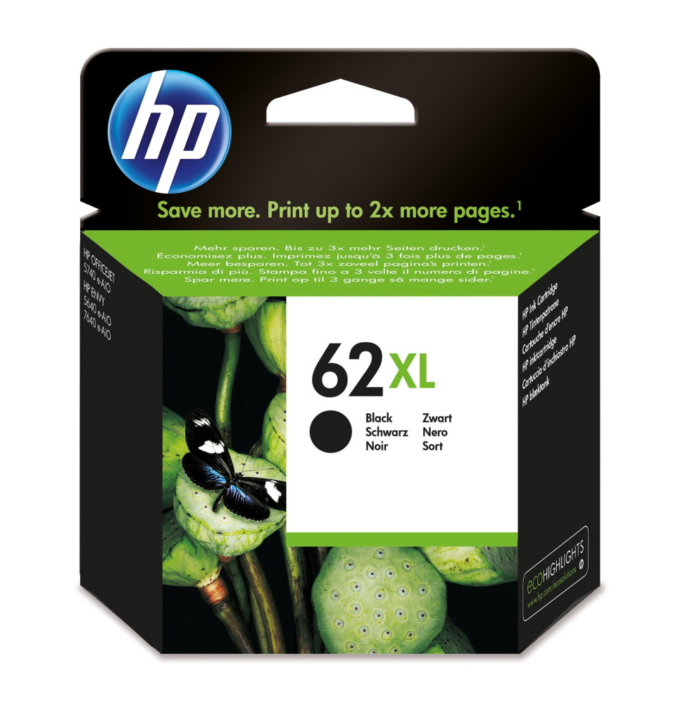 HP 62XL cartouche d'encre noire grande capacité authentique (C2P05AE)