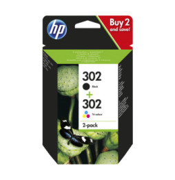 HP Pack de 2 cartouches d'encre noire/3 couleurs authentiques 302 (X4D37AE)
