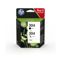 HP Pack de 2 cartouches authentiques d'encre noire/trois couleurs 304 (3JB05AE)
