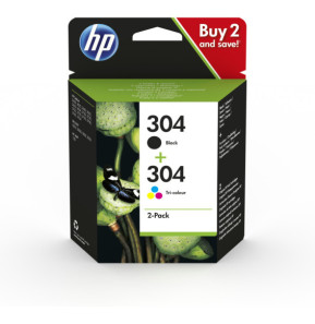 HP Pack de 2 cartouches authentiques d'encre noire/trois couleurs 304 (3JB05AE)
