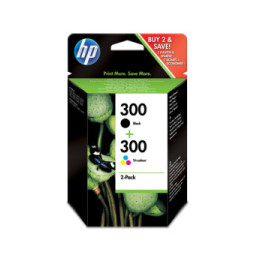 HP 300 pack de 2 cartouches d'encre noir/trois couleurs authentiques (CN637EE)