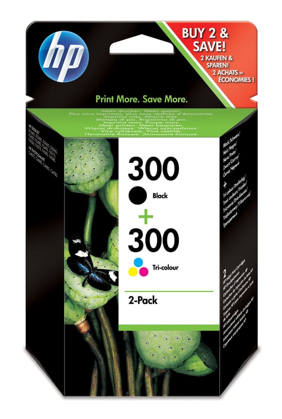 HP 300 pack de 2 cartouches d'encre noir/trois couleurs authentiques (CN637EE)