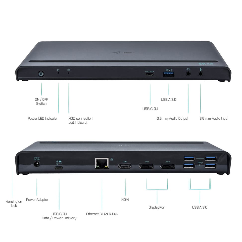i-tec USB 3.0 / USB-C / Thunderbolt 3, 3x 4K Docking Station + Power Delivery 85W (CATRIPLE4KDOCKPD) — image 5